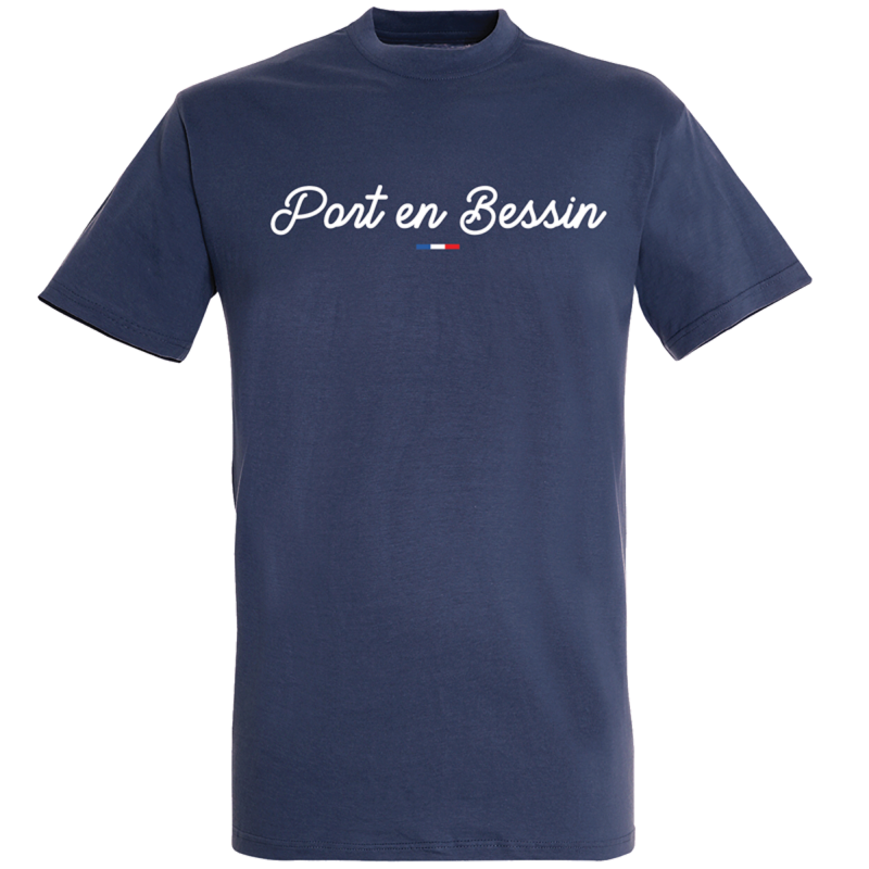 T-shirt Marine + Drapeau +  Port-en-Bessin